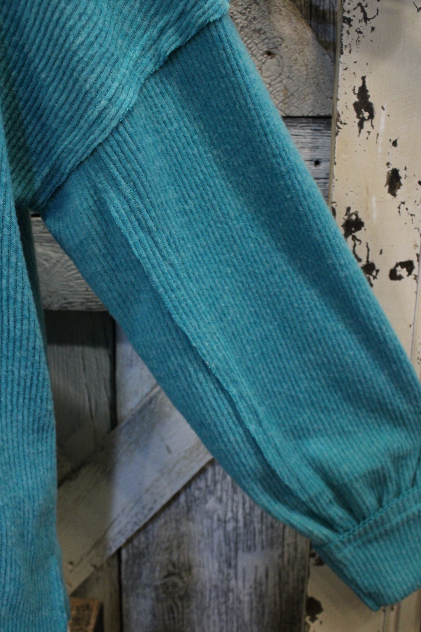 Ribbed Light Teal Relaxed Sweater