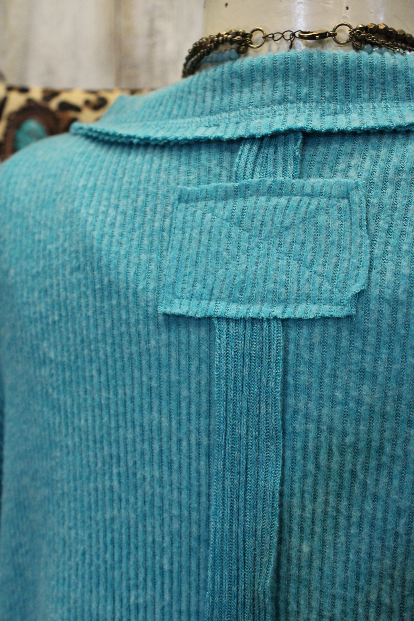 Ribbed Light Teal Relaxed Sweater