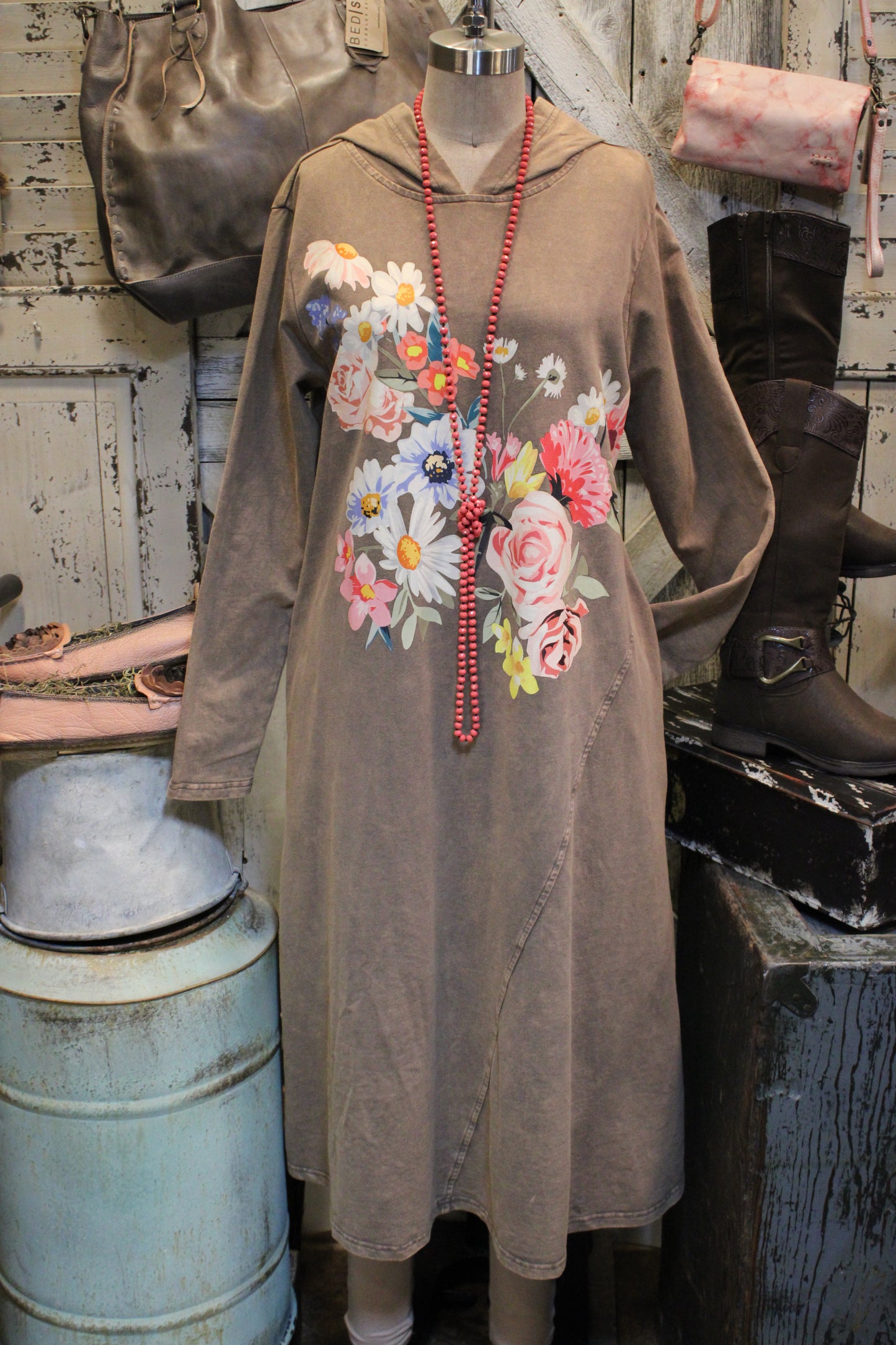 Vintage Rose Hoodie Dress