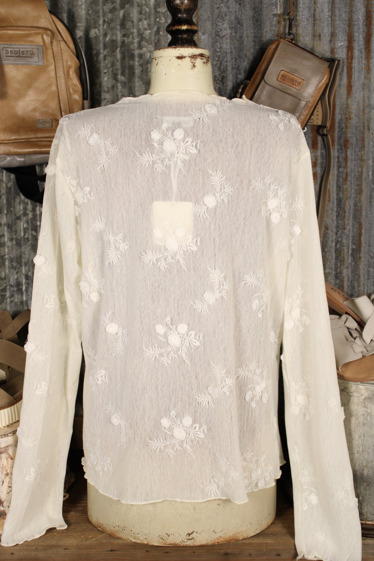 Lovely Cream Mesh Top