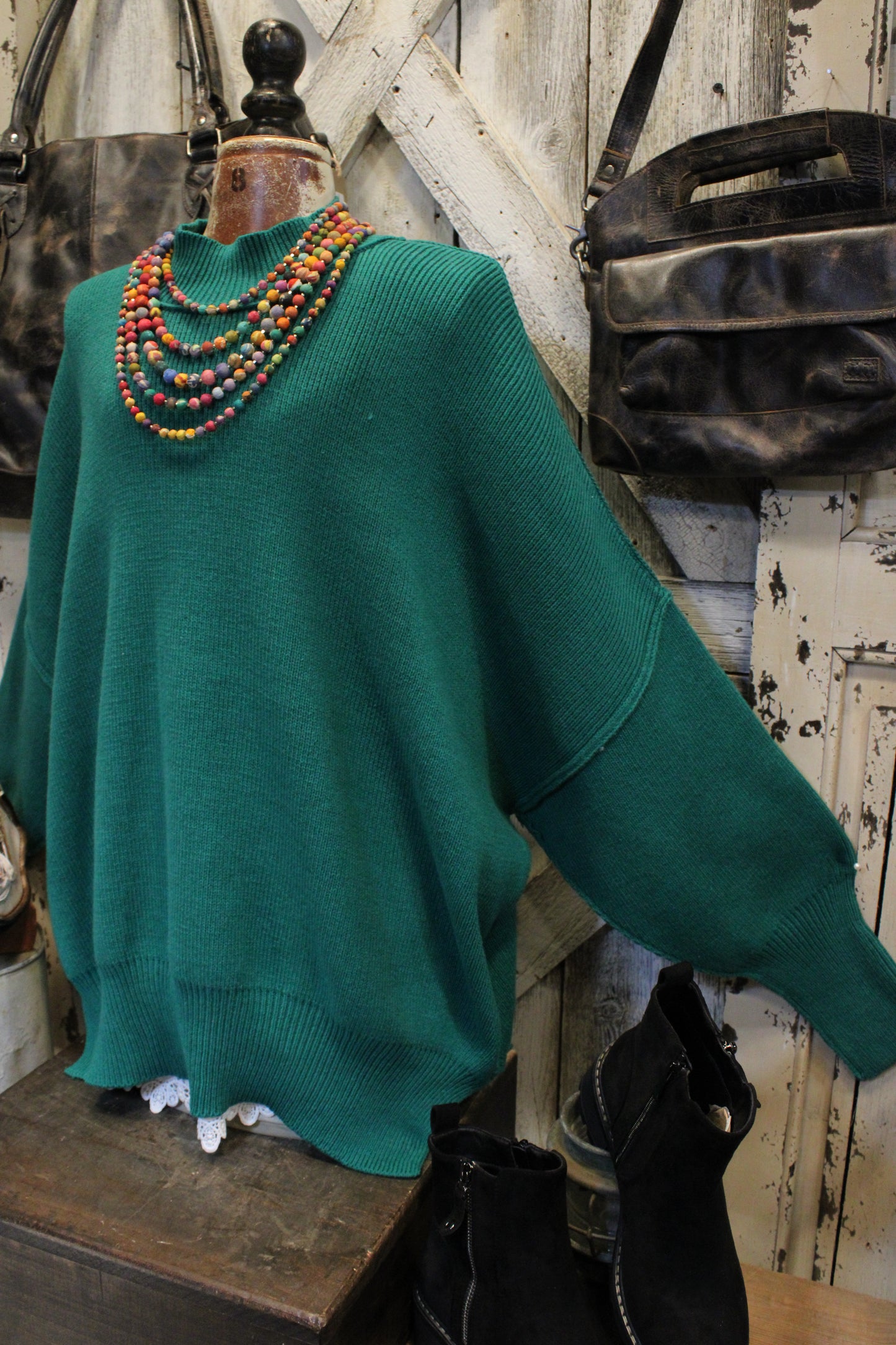 Pop Of Forest Green Sweater