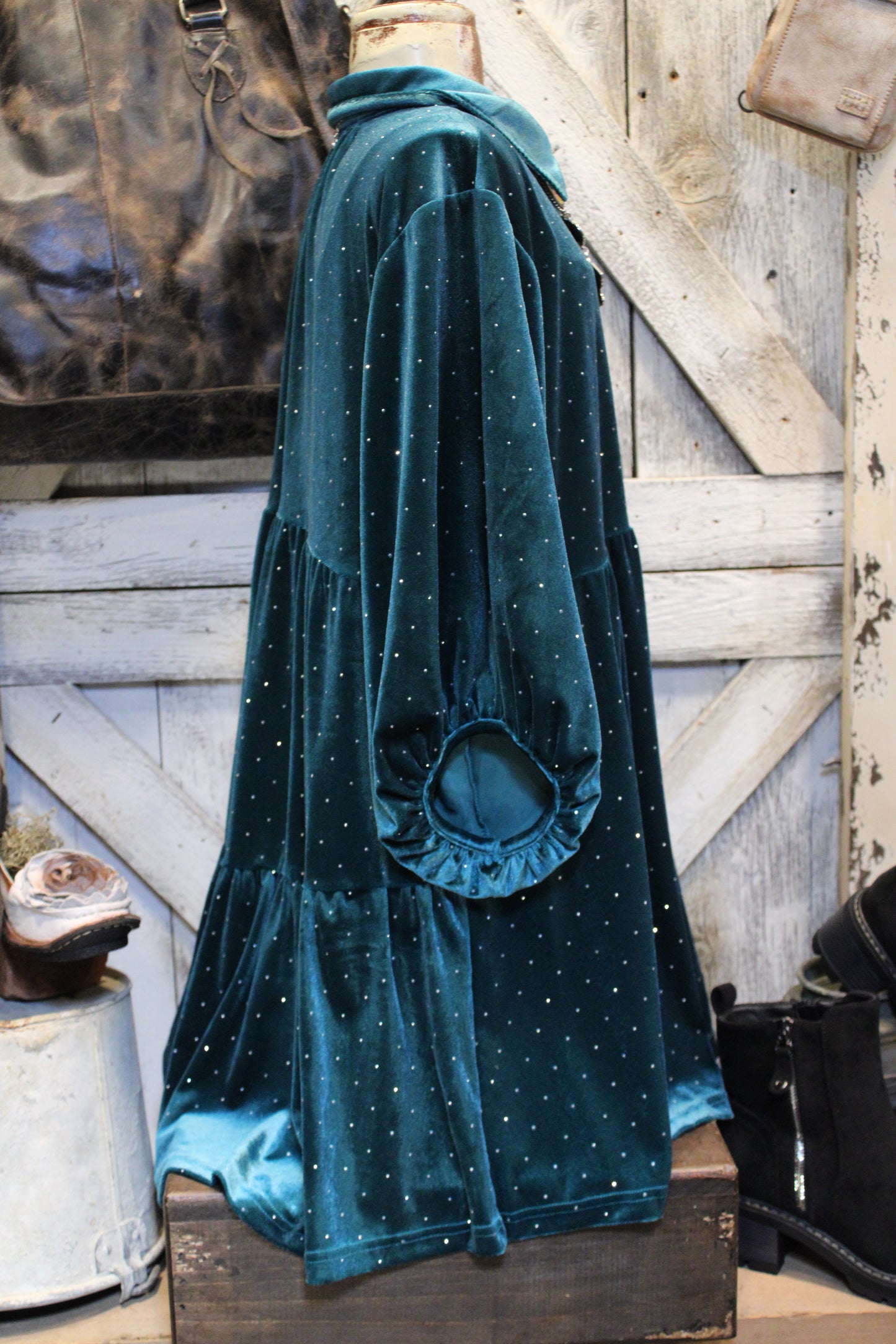 Teal Velvet And Sparkles Tunic