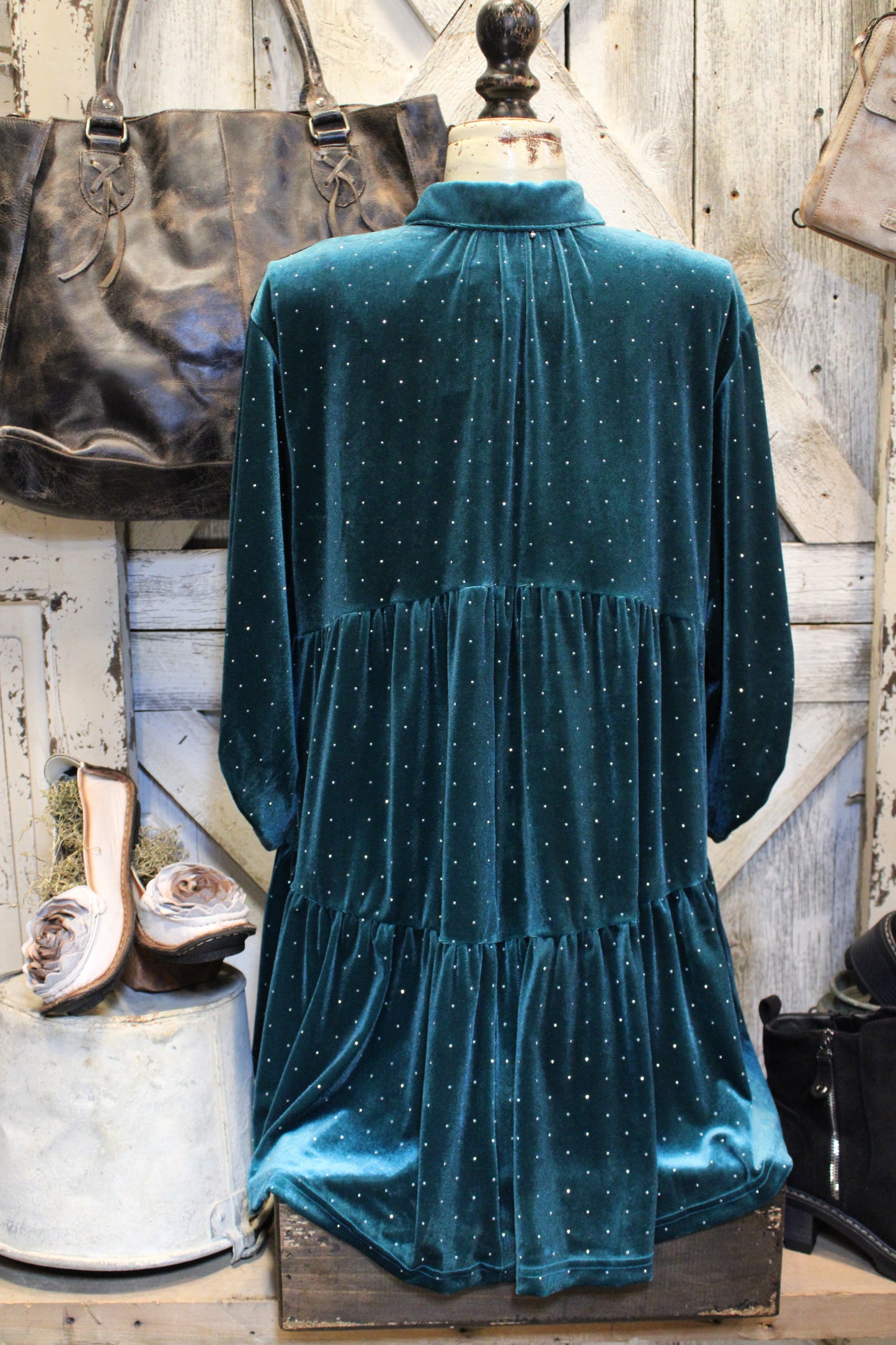 Teal Velvet And Sparkles Tunic