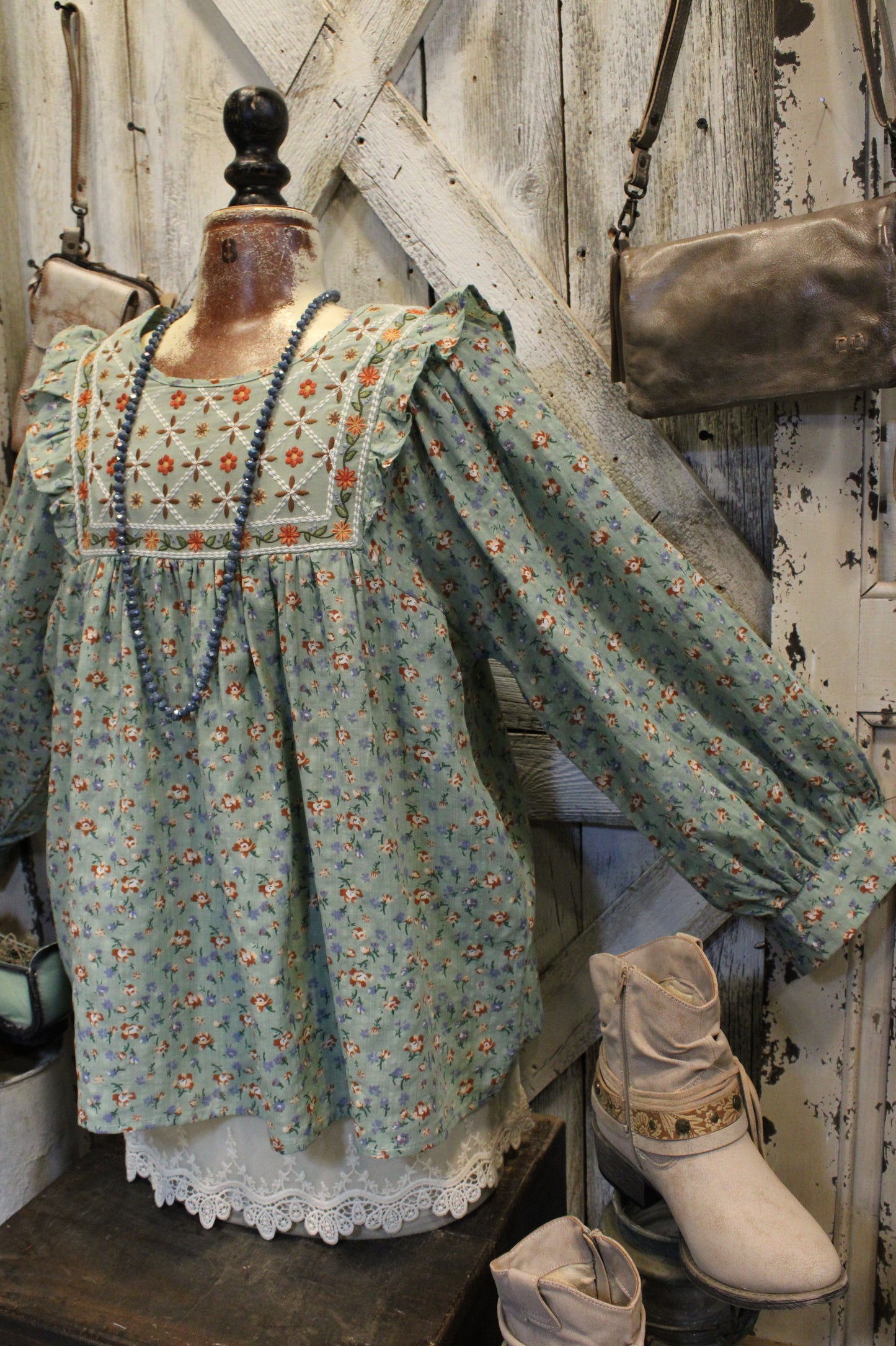 Mint Petal Peasant Top