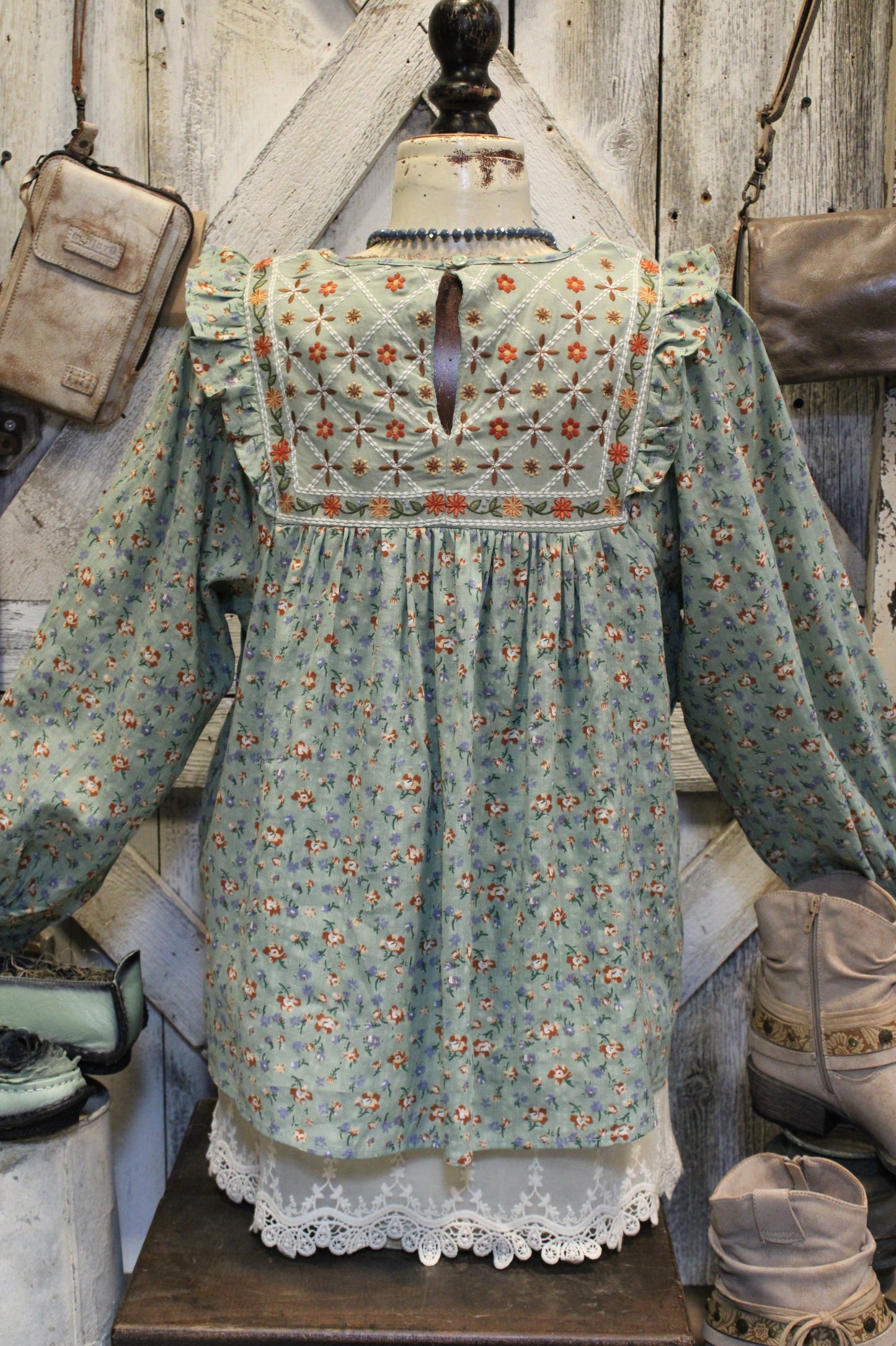 Mint Petal Peasant Top