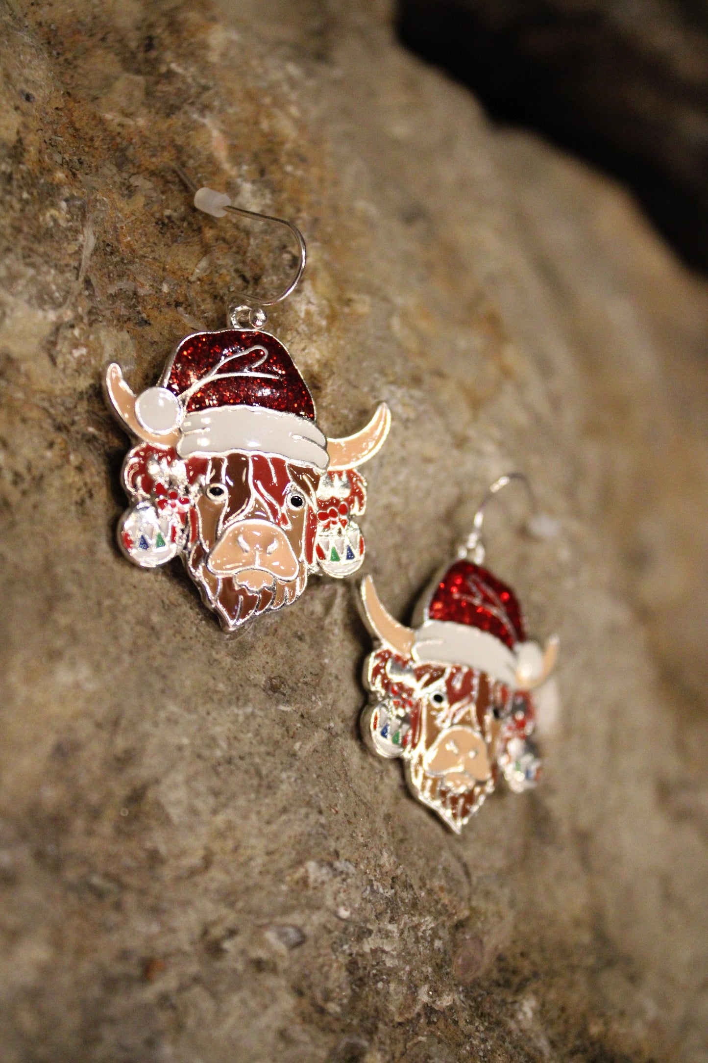 Highland Cow Christmas Earrings
