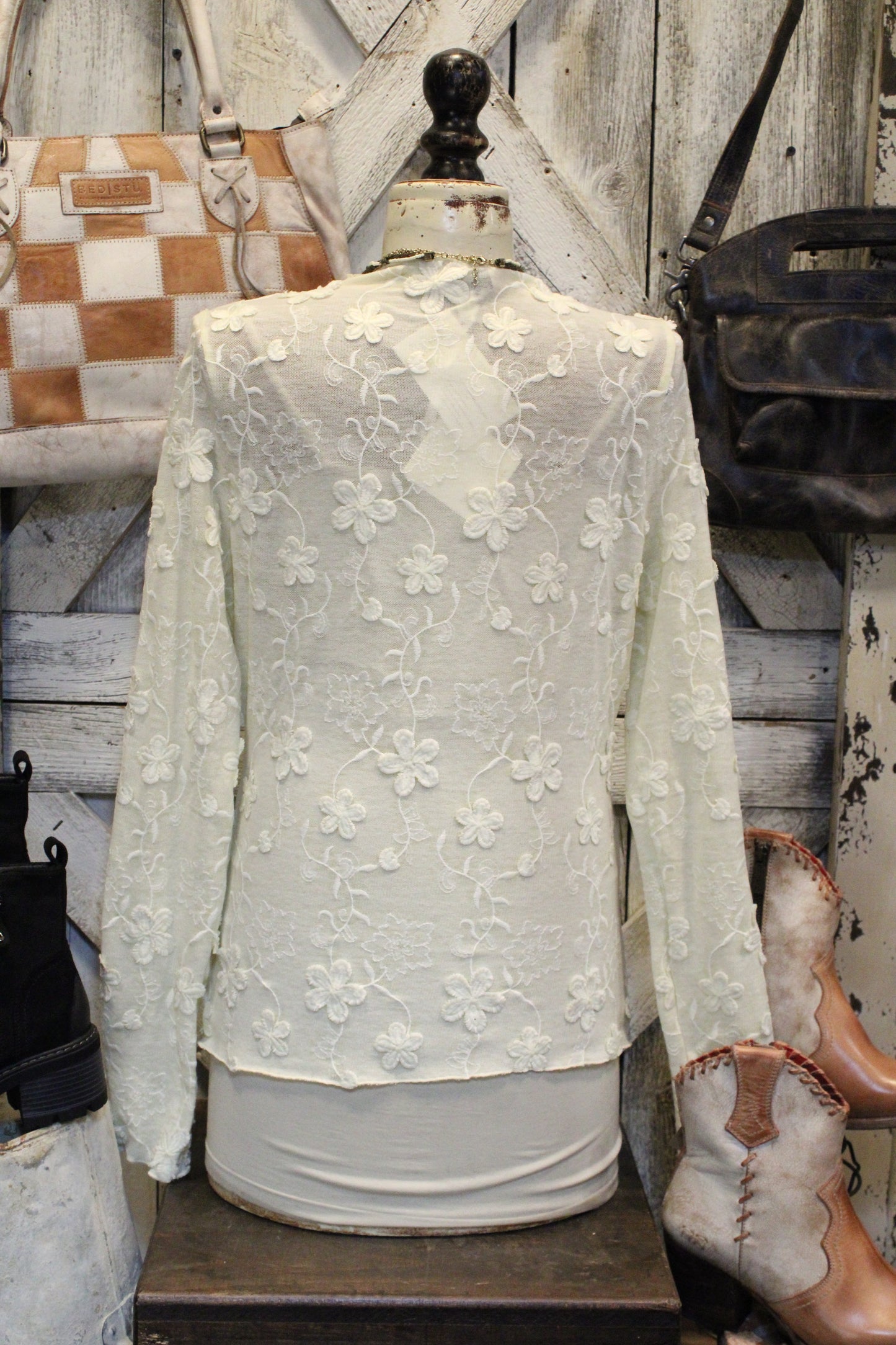 Lovely Cream Mesh Top
