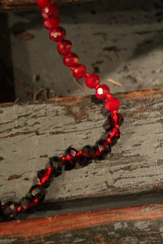 Old Barn Red And Merlot Crystal Beaded Long Necklace