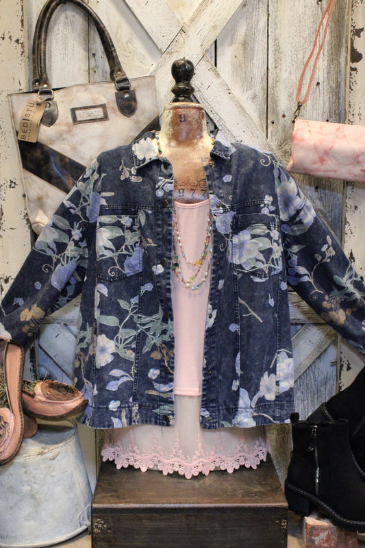 Blossom Blooms Denim Shacket