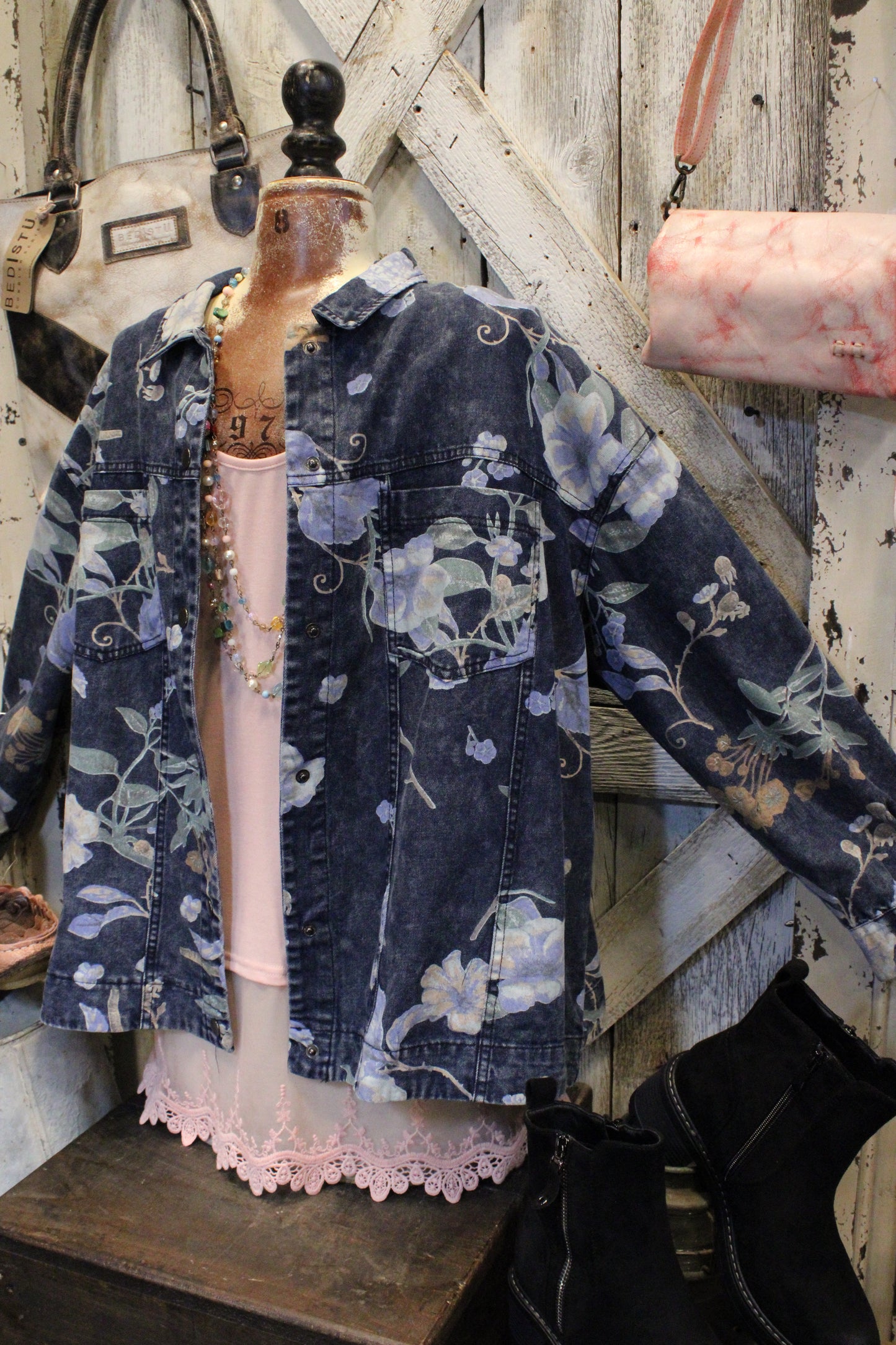 Blossom Blooms Denim Shacket