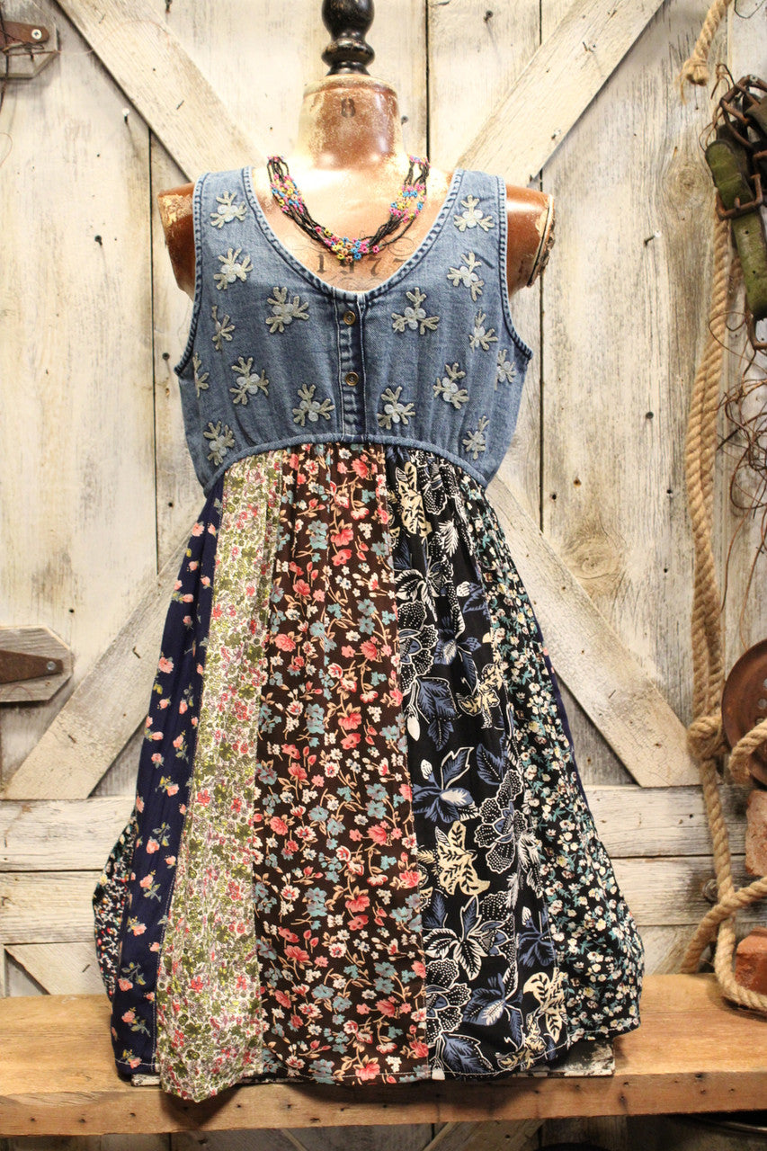 Country Summer Patchwork Tank Dress M Country Summer Patchwork Tank Dress M