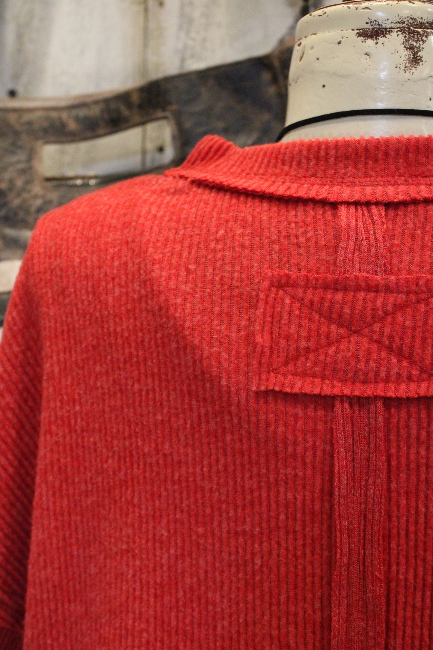 Ribbed Dark Red Relaxed Sweater