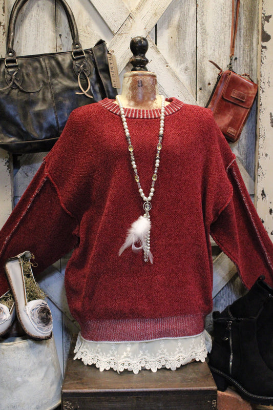 Woven Beauty Cabernet Sweater