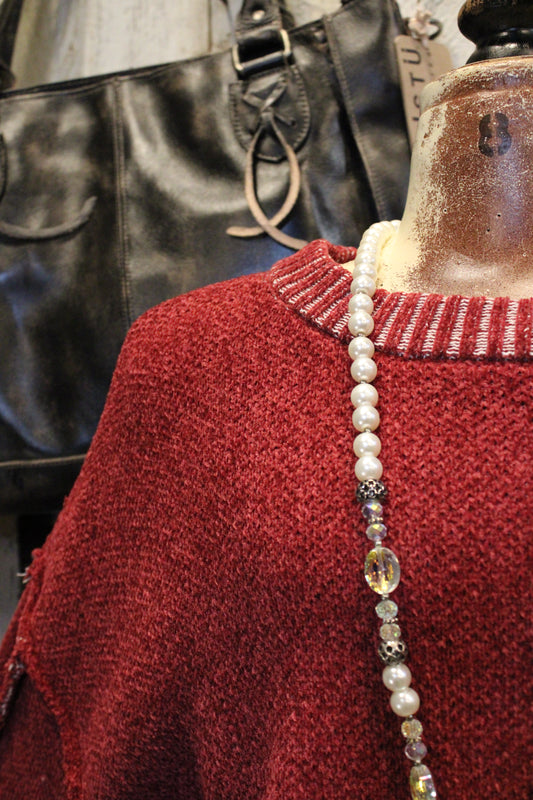 Woven Beauty Cabernet Sweater