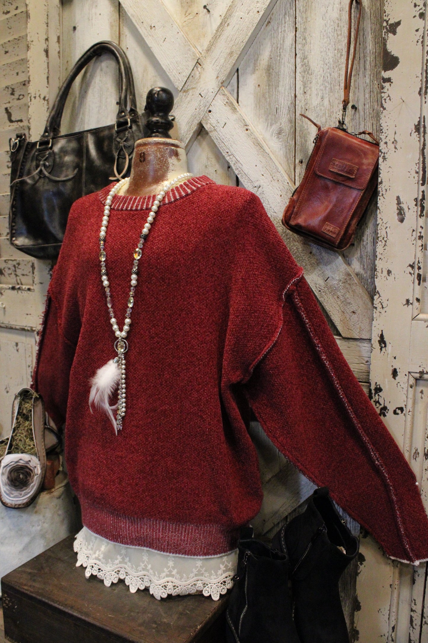 Woven Beauty Cabernet Sweater