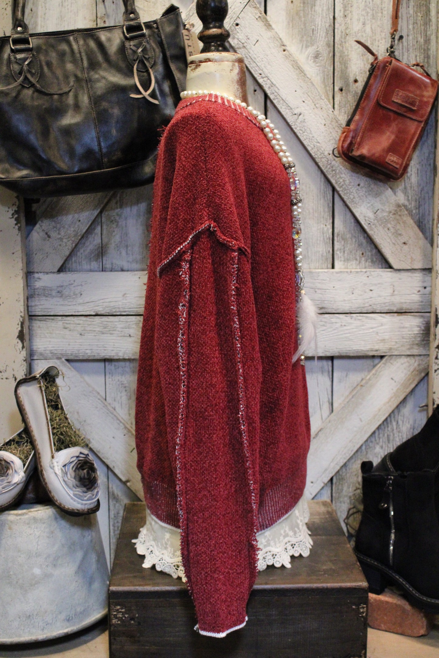 Woven Beauty Cabernet Sweater
