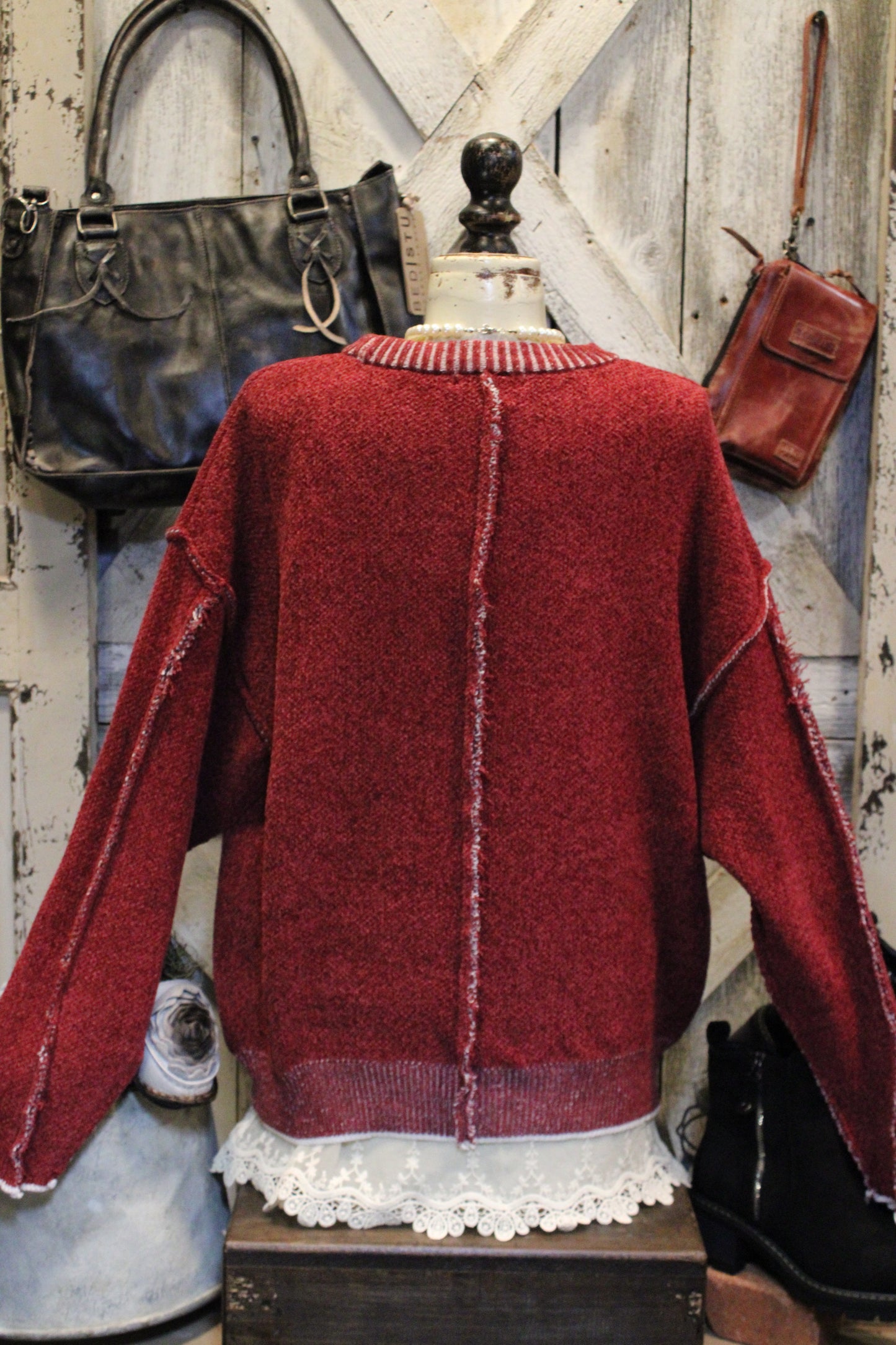 Woven Beauty Cabernet Sweater