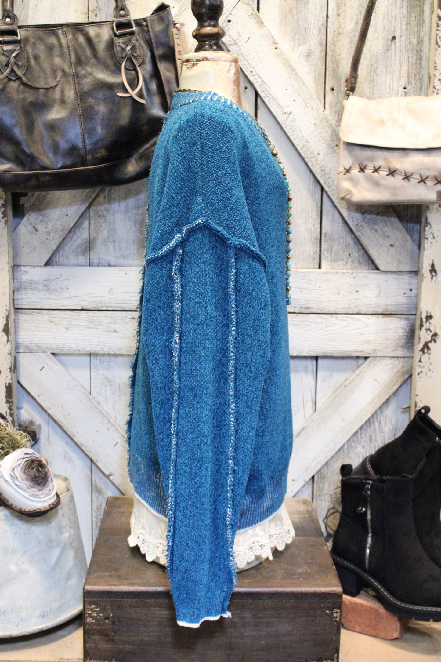 Woven Beauty Ocean Teal Sweater