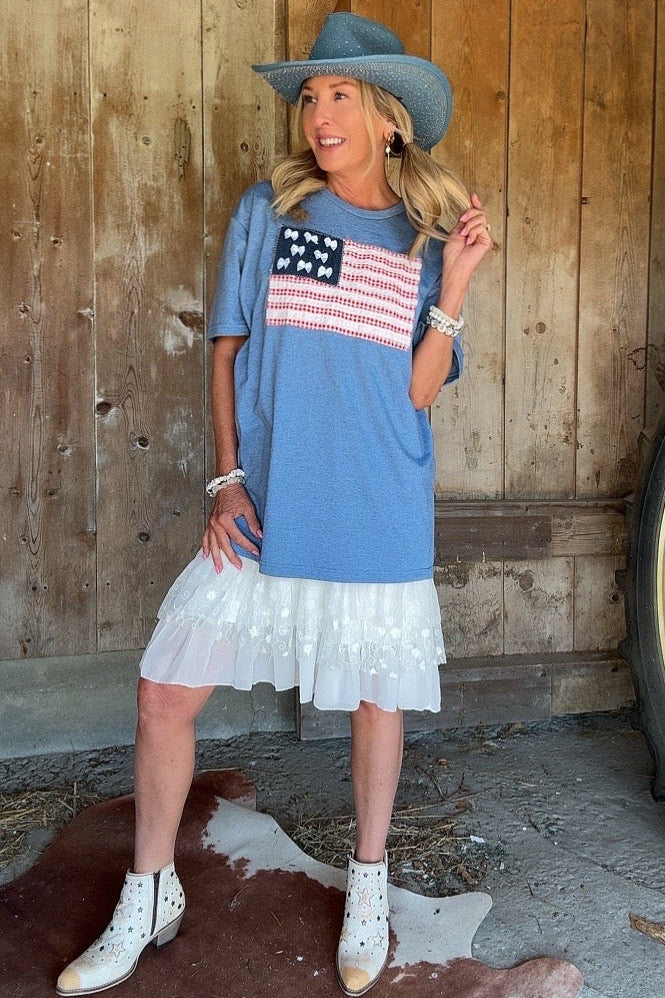FGO Frilly Freedom Flag Applique Tee