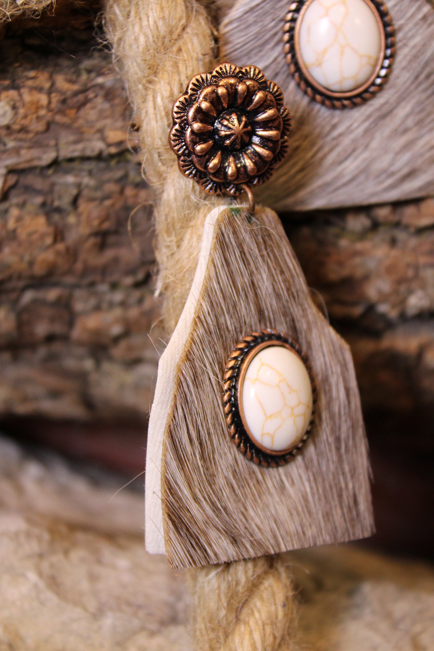 Prairie Blossom Cowhide Earrings