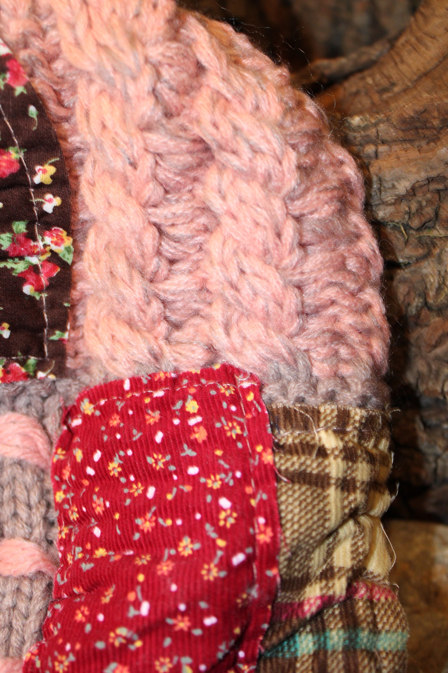 Patchwork Pink Hand-Knit Beanie