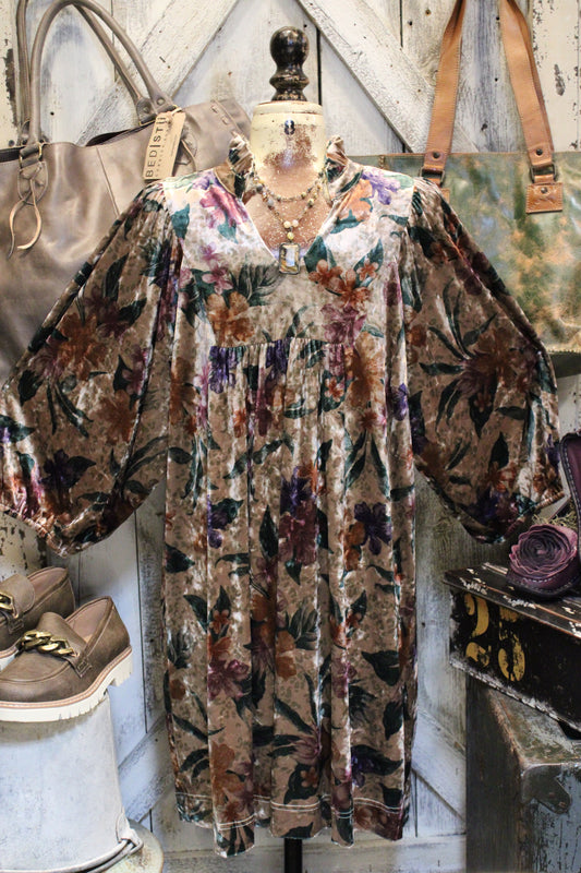 Velvet Golden Petal Dress
