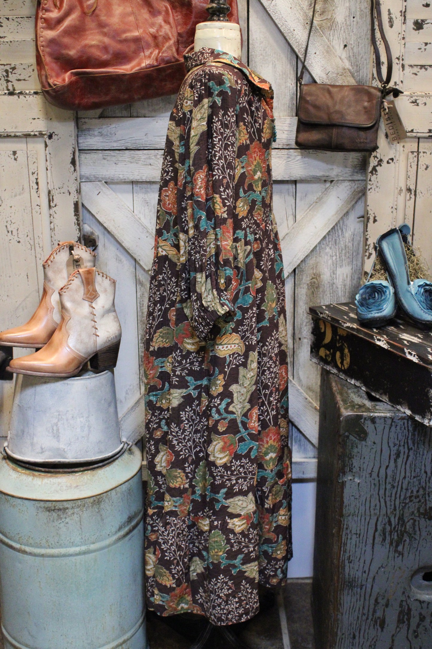 Chocolate Floral Mix Maxi Dress