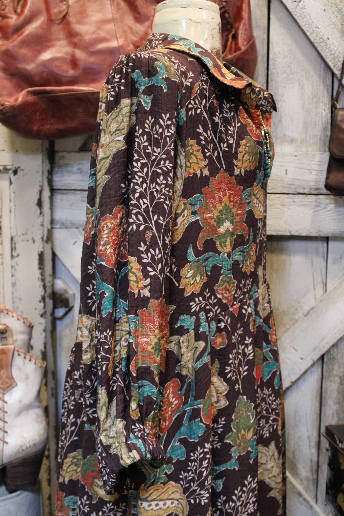 Chocolate Floral Mix Maxi Dress