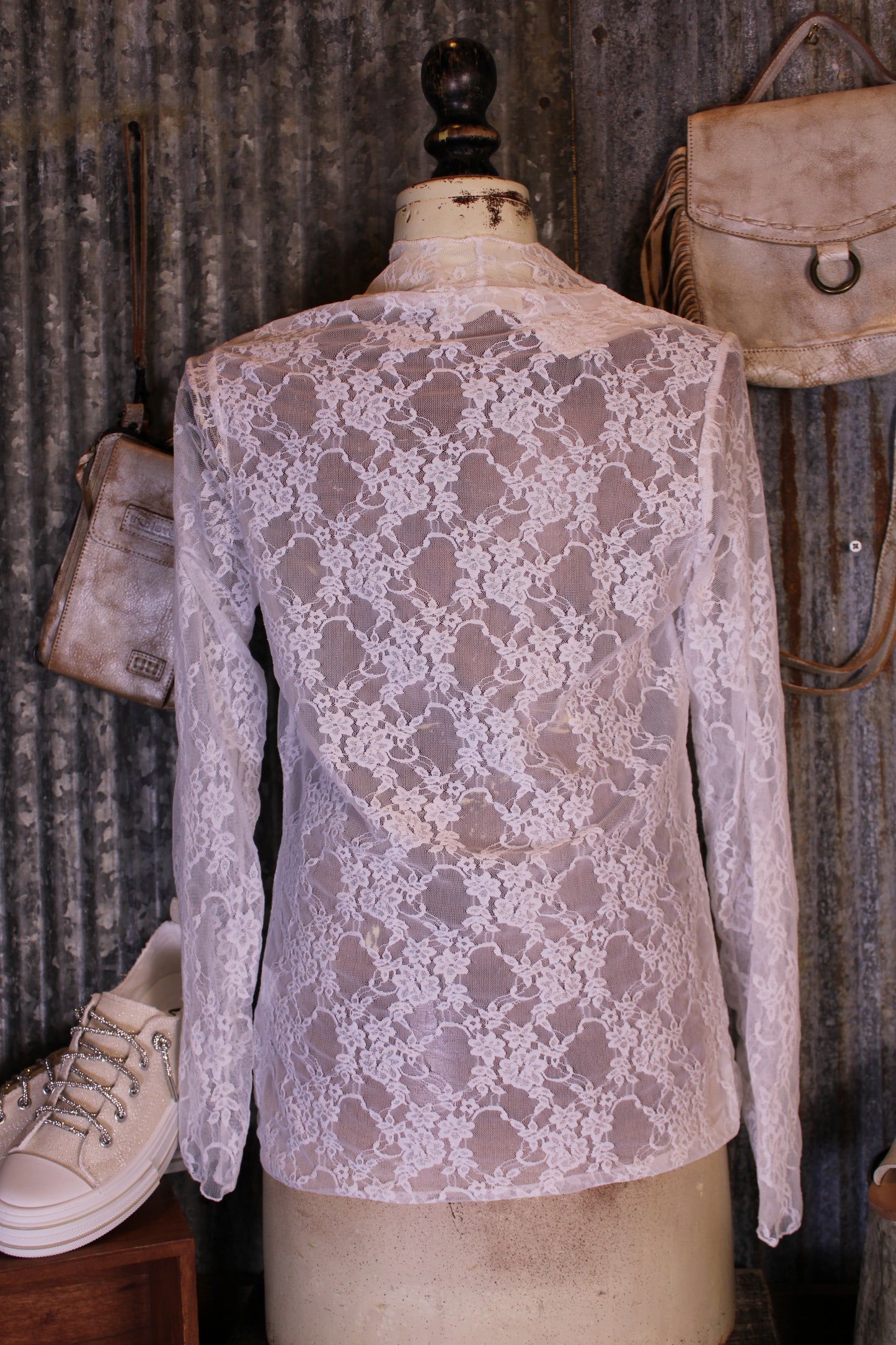 Desert Whisper White Mesh Blouse