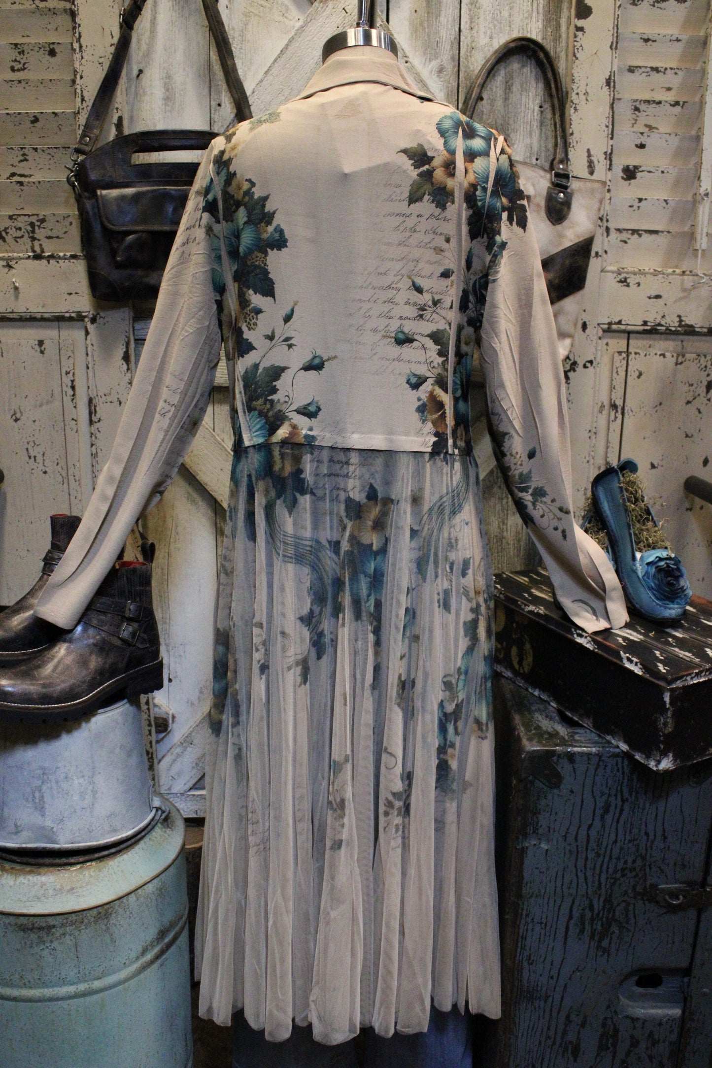 Teal Hibiscus Cardigan Blazer