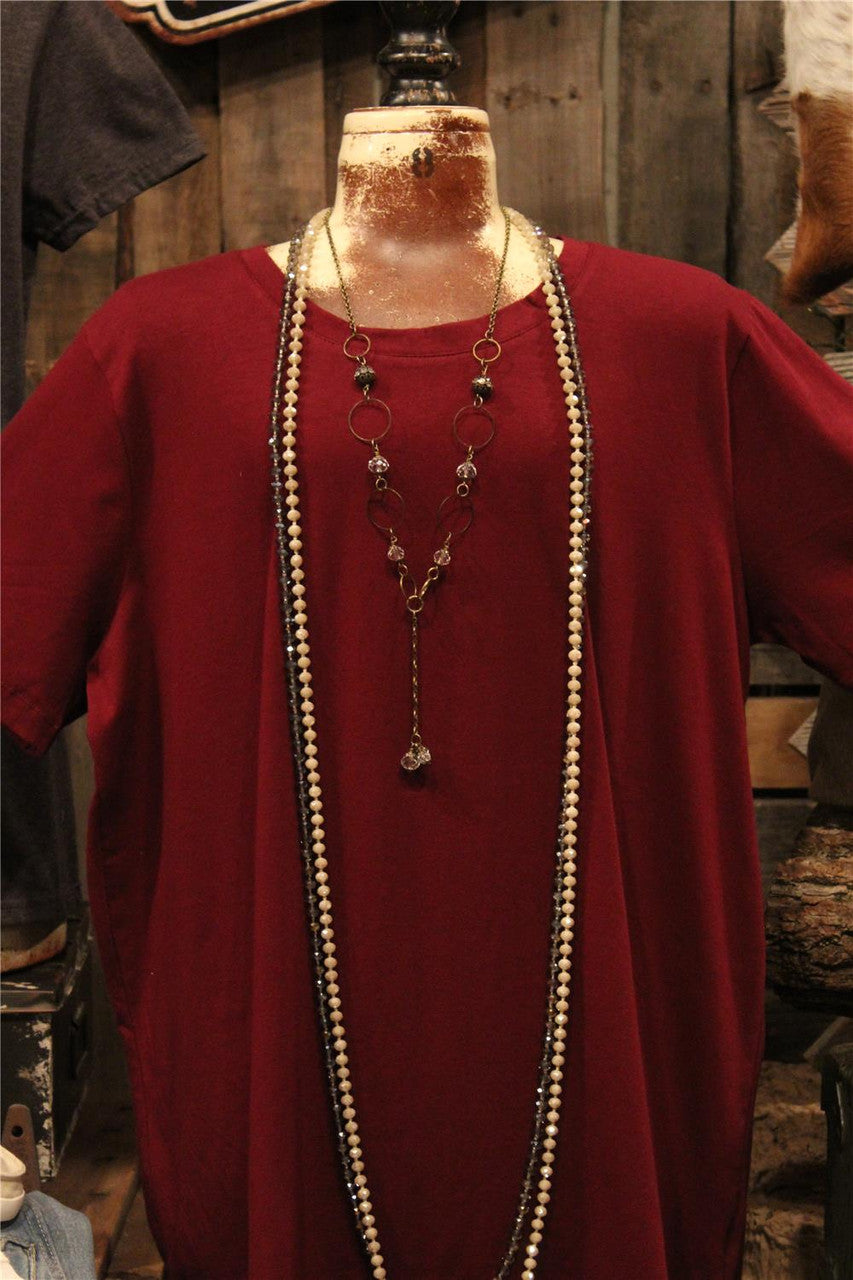 Women's Burgundy Basic Tee, Women's Burgundy Layering Tee