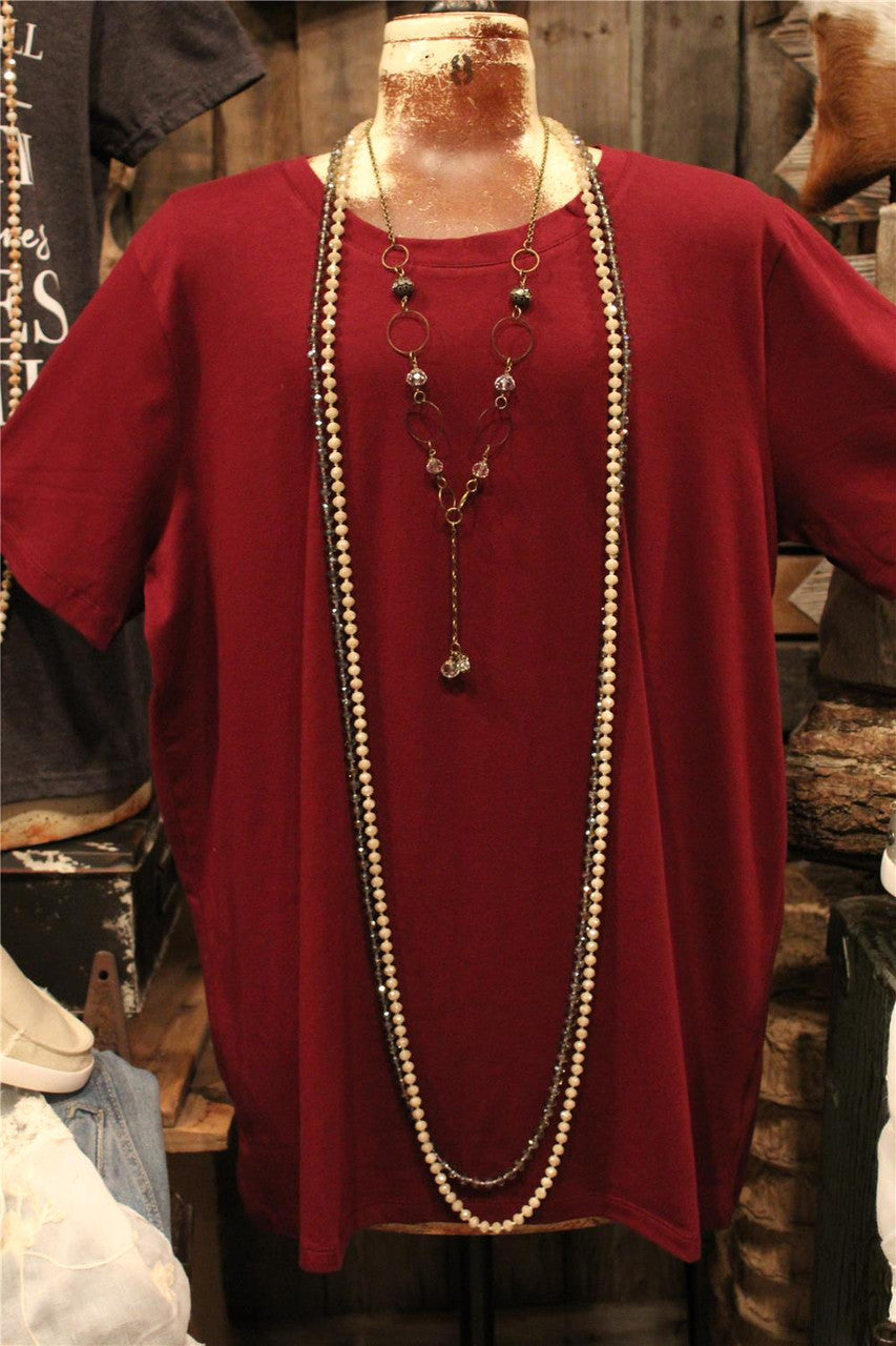 Women's Burgundy Basic Tee, Women's Burgundy Layering Tee