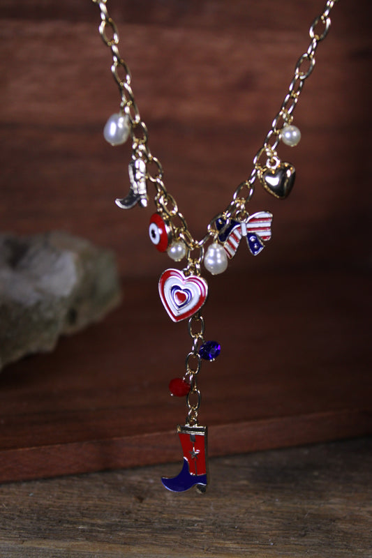 Boots, Bows, And Liberty Necklace