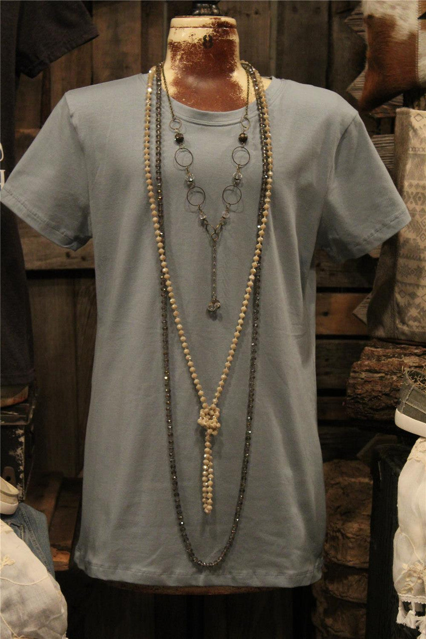 Women's Dusty Blue Basic Tee, Women's Dusty Blue Layering Tee