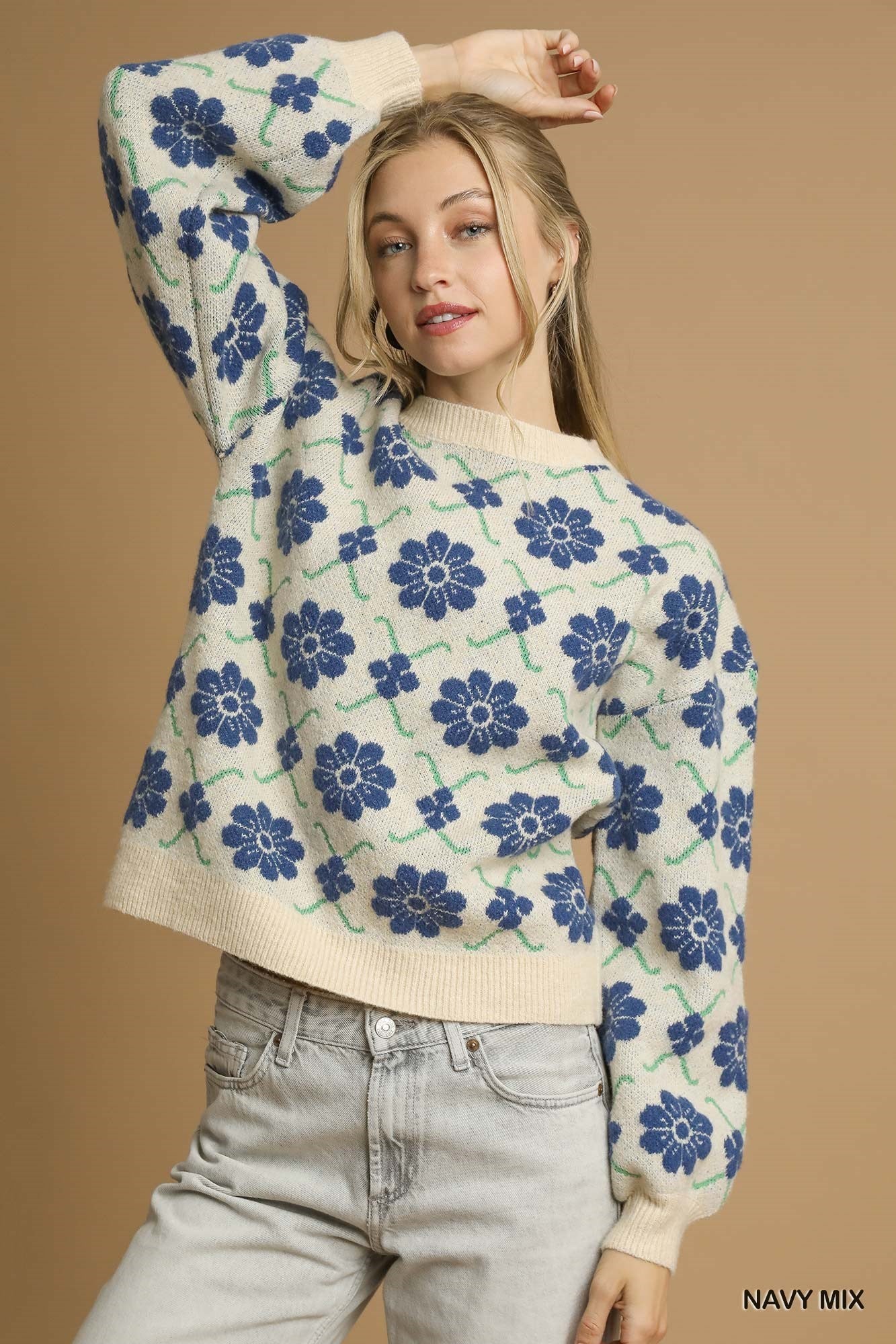 Blue Blooms Sweater