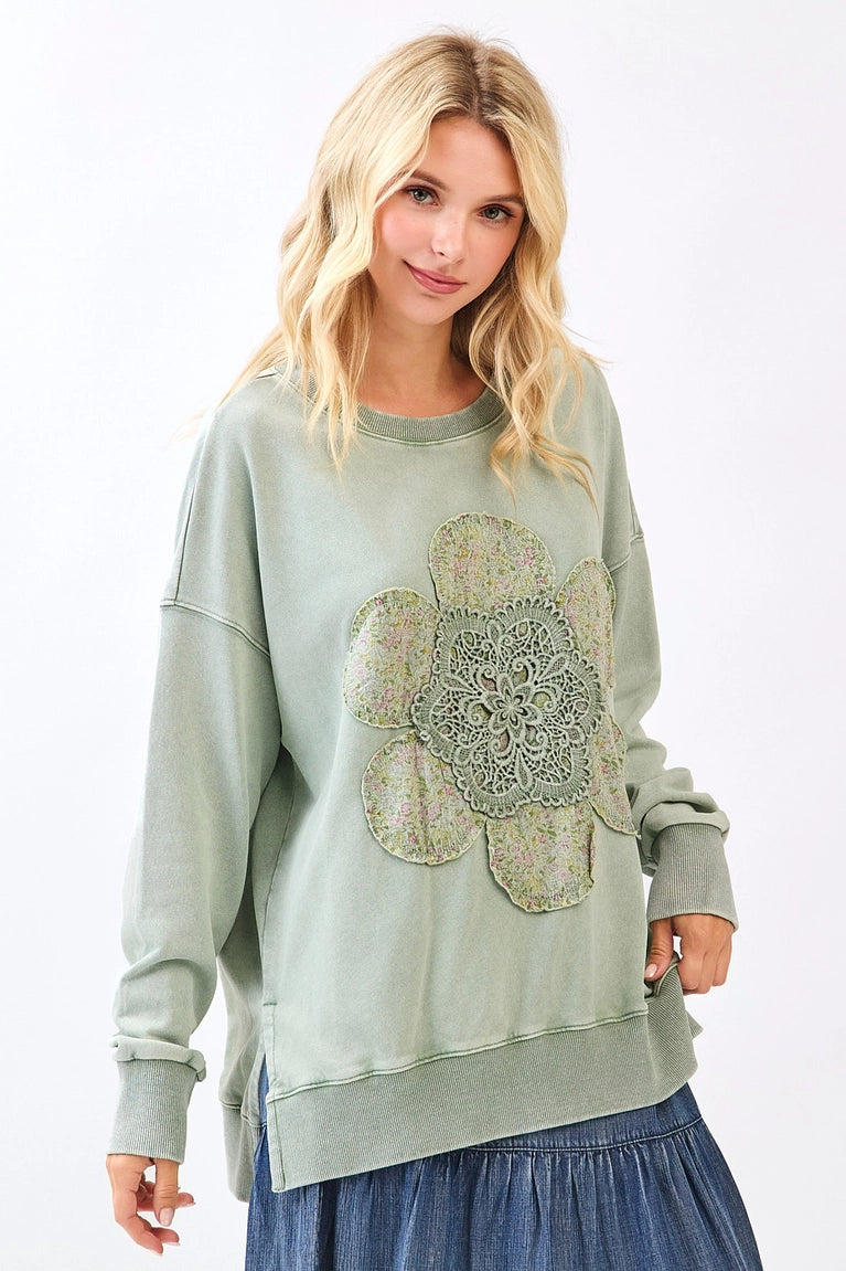 Front Porch Petals Sage Sweatshirt
