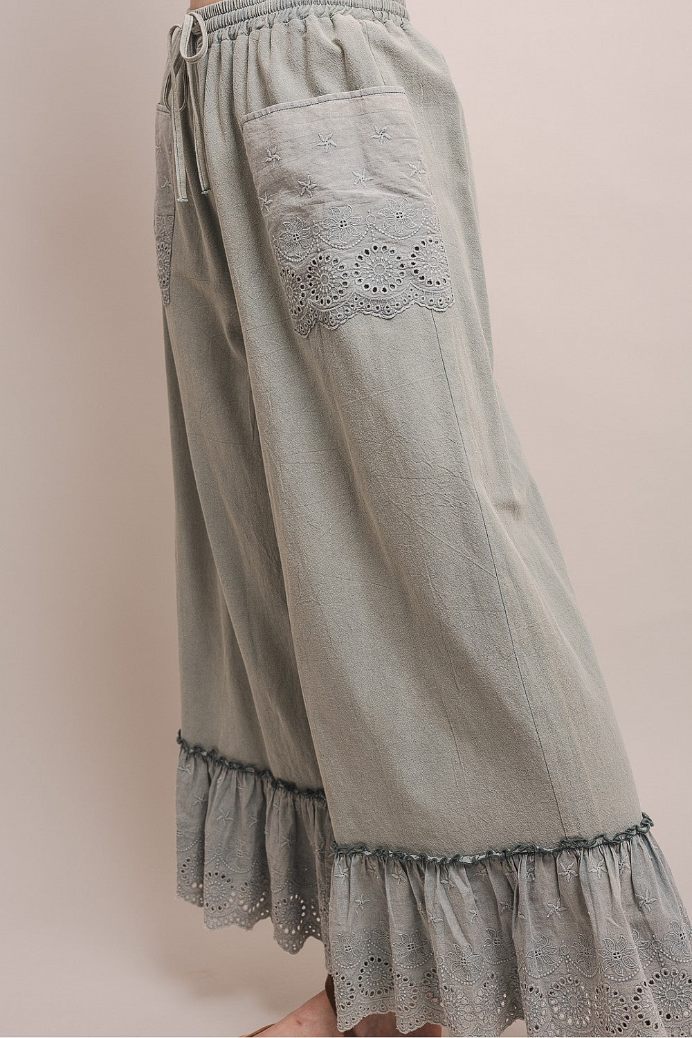 Sage Serenade Ruffle Pants