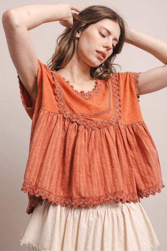 Sunset Coral Cotton Top