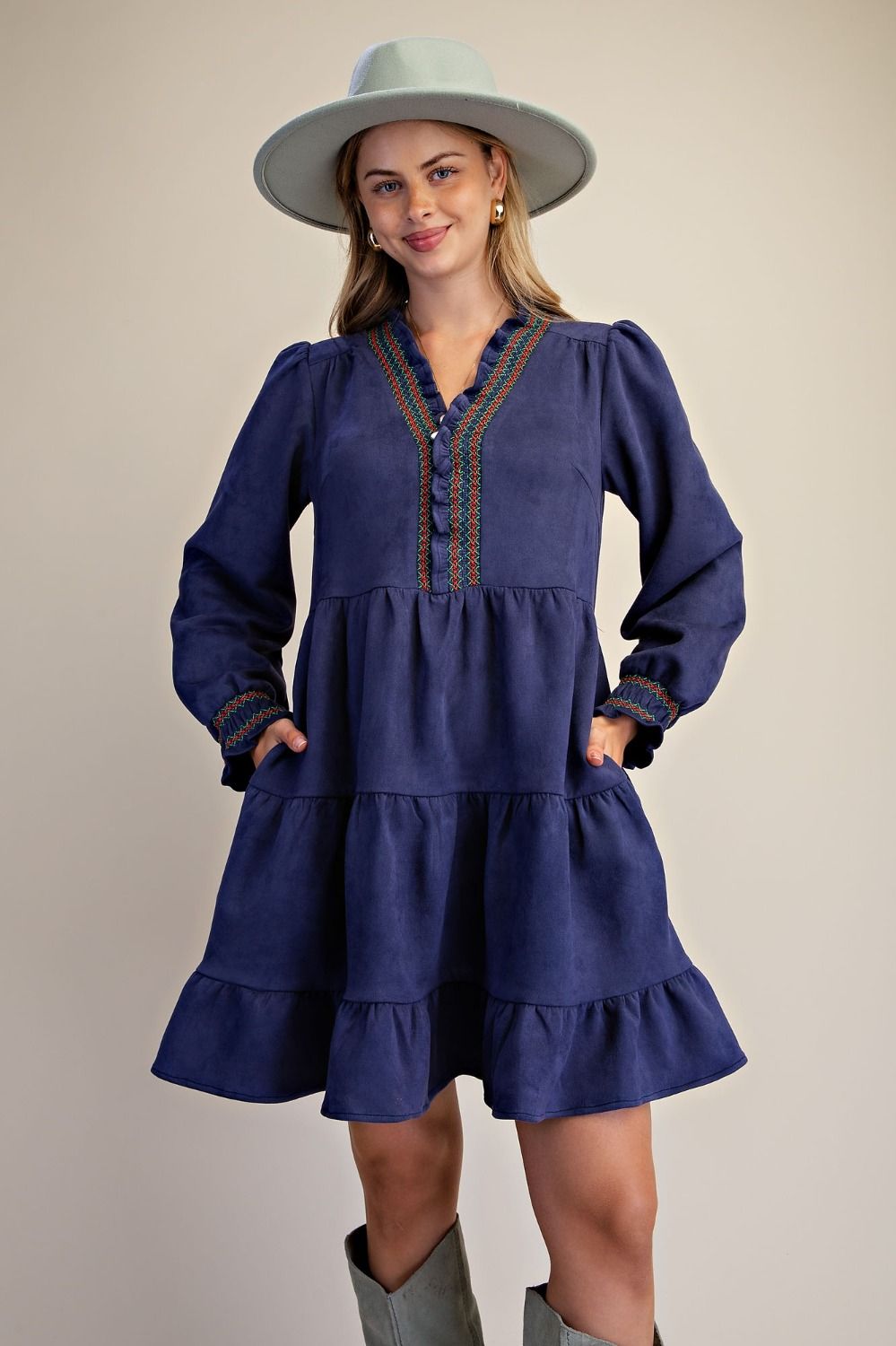 Folk Song Suede Dress