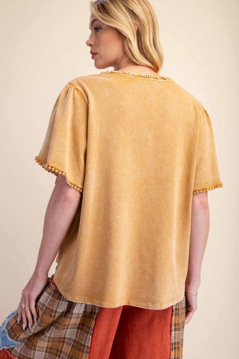 Camel Cotton Casual Top
