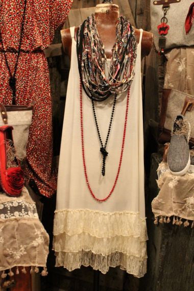 beige adjustable strap lace plus tank extender