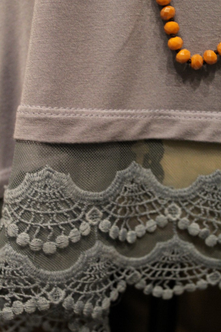 blue grey knit plus size sleeveless lace top or dress tank extender