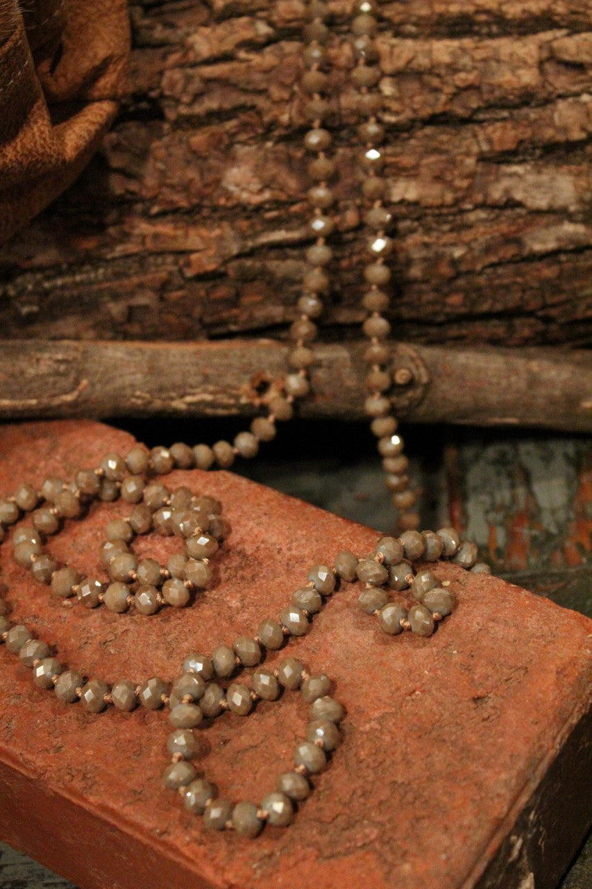 light brown taupe sparkle and shine beaded necklace