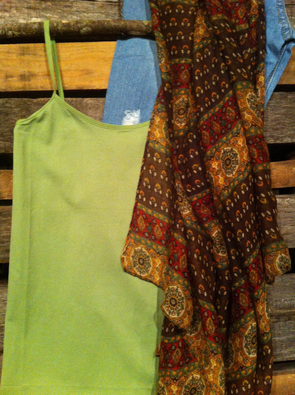 Spaghetti Strap Stretchy Basic Layering Camisole in green apple