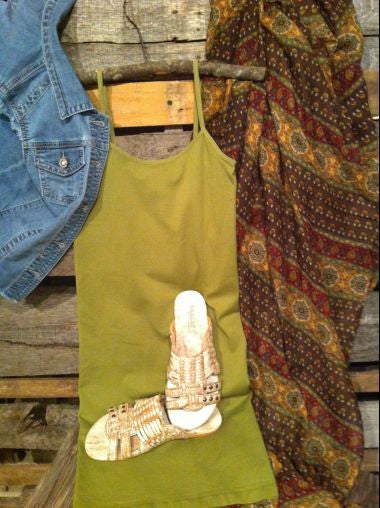 Spaghetti Strap Stretchy Basic Layering Camisole in Army Green