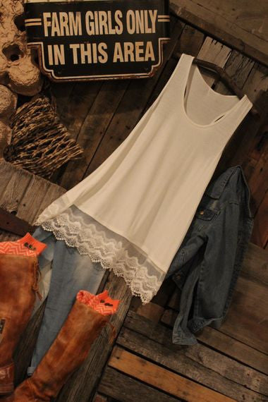off white knit plus size sleeveless lace top or dress tank extender