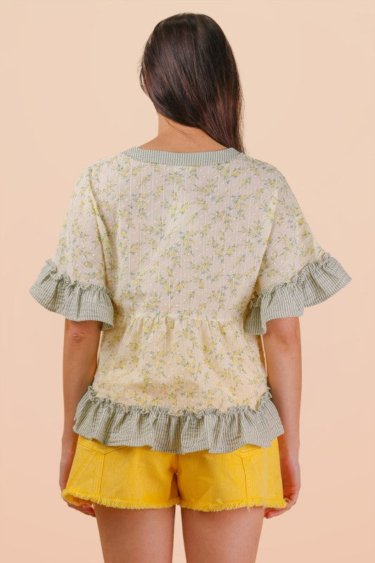 French Meadow Lemon Ruffle Blouse