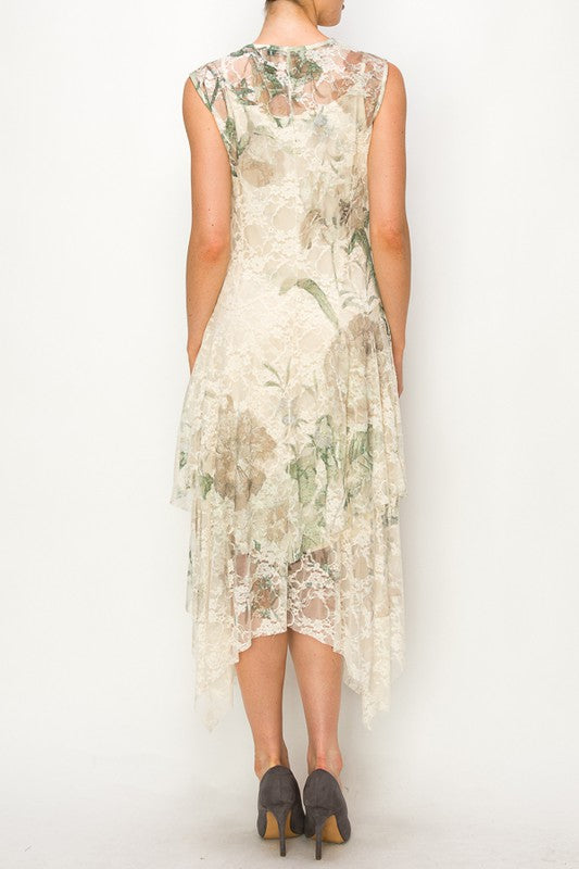 Park Strolls Big Green Rose Tank Dress