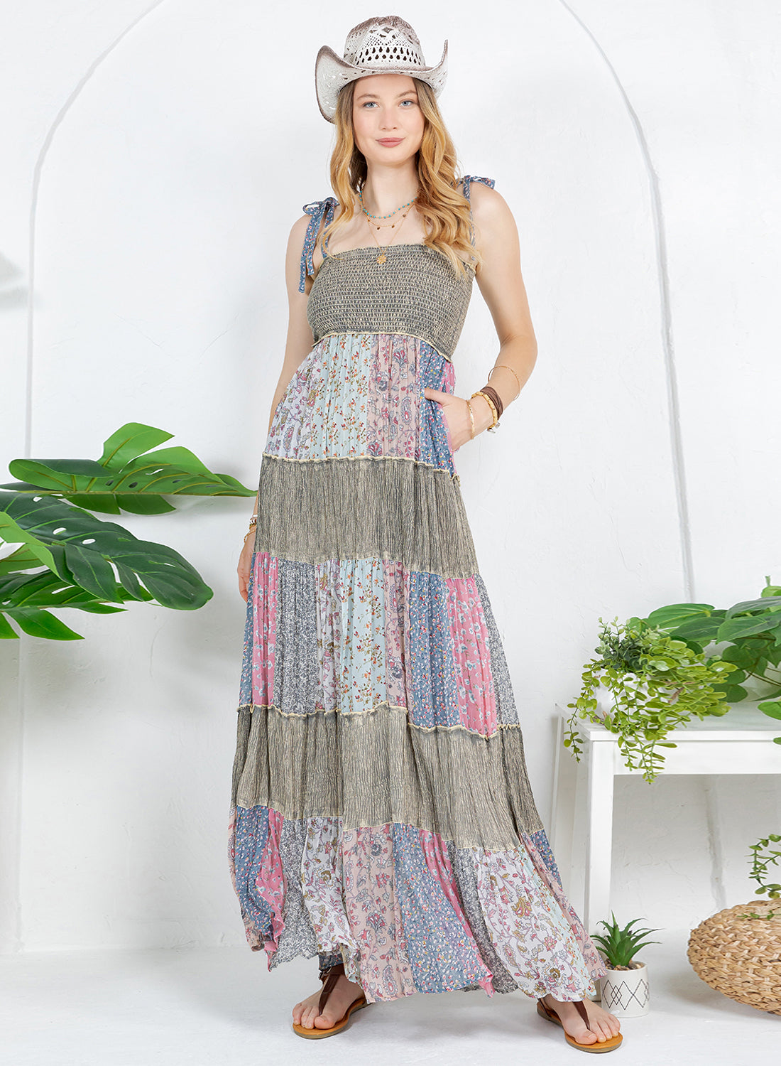 Mismatched Mindy Gravel Patched Maxi Dress