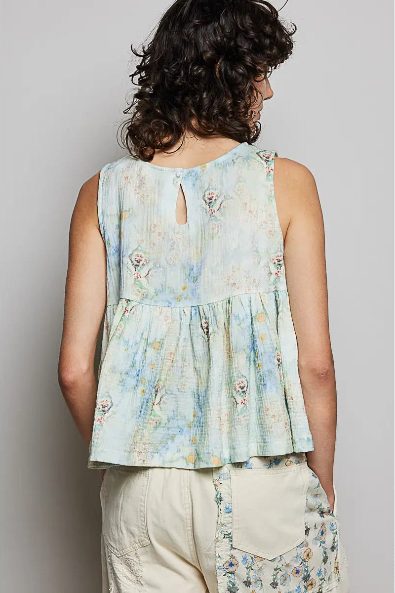 Whispering Tides Watercolor Top